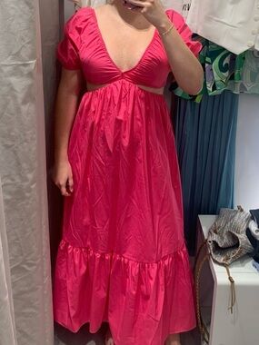 ZARA Hot Pink Cutout Maxi Dress